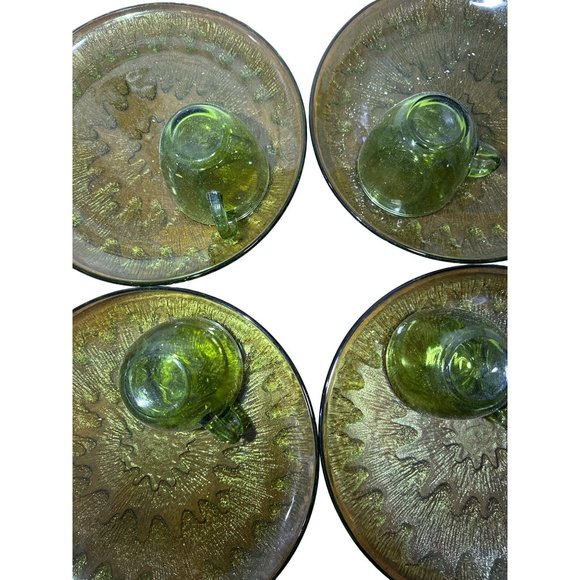 Vintage Rare Find Green Indian Glass Snack Set - Picture 8 of 12